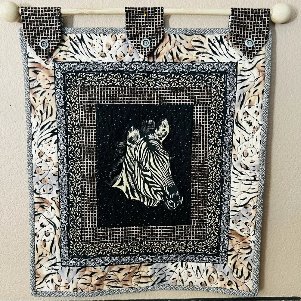 Handmade Wall Hanging Zebra Quilt.